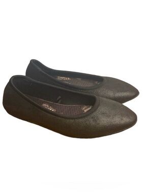 Skechers Black Ballet Flats Comfy Slip On Round Toe Fabric Shoes Size 10